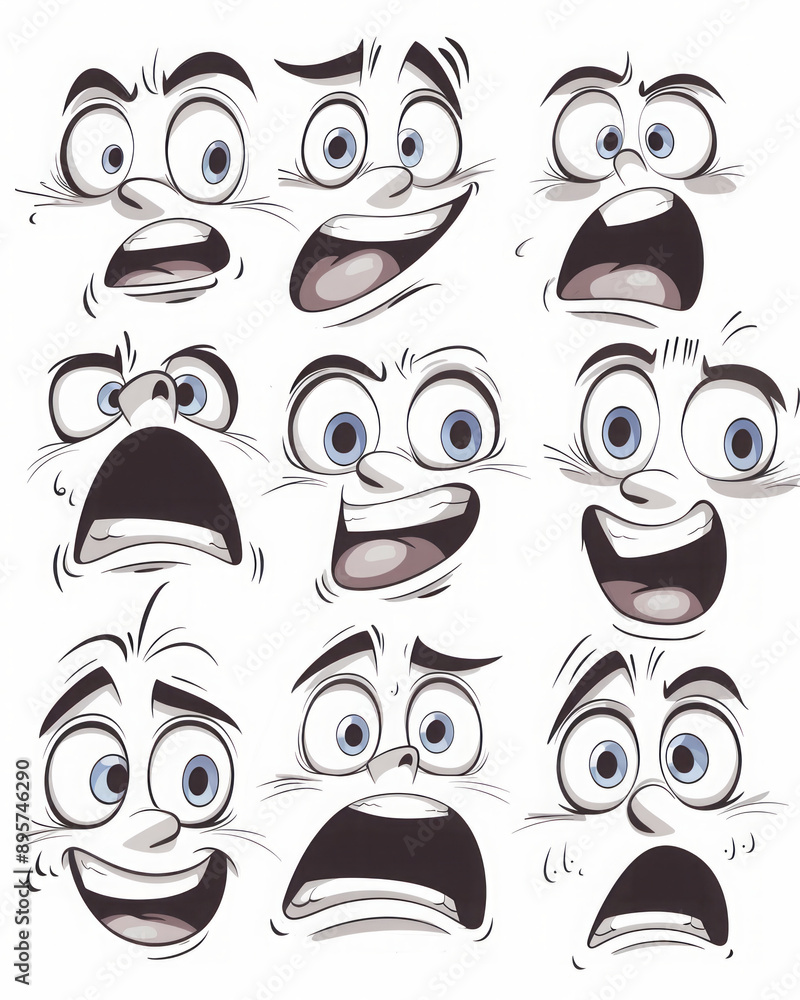Fototapeta premium Cartoonish facial expressions. Emotions