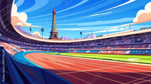 Vector Art Paris Stadium with Eiffel Tower