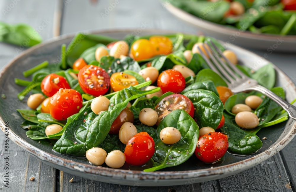 Spinach, Tomato, and Bean Salad Spinach, Tomato, and Bean Salad