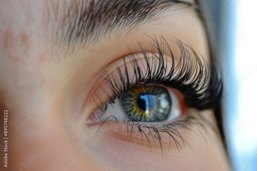 Obraz premium Close up of eye with eyelash extensions ,beauty salon treatment