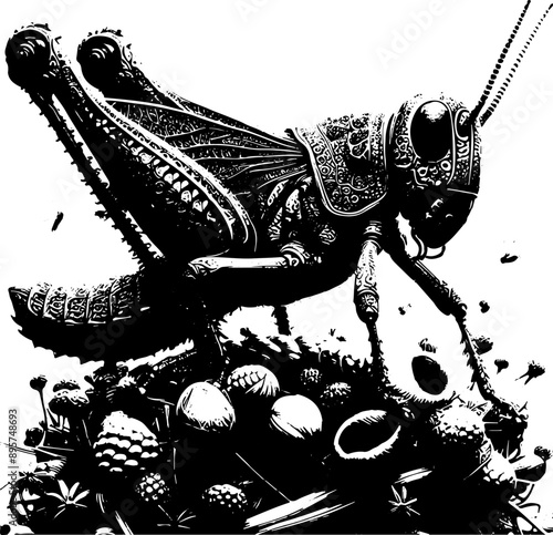 Grasshopper: Grasshoppers are known for their long hind legs, which are specially adapted for jumping. Their body is elongated and roughly cylindrical, with a pair of wings.
