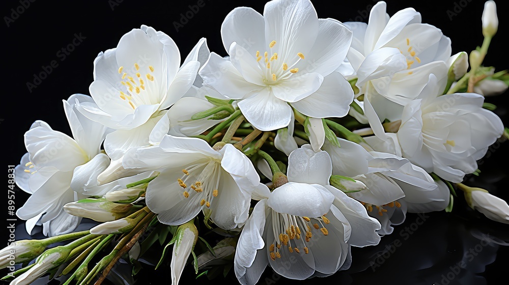 Fototapeta premium High angle beautiful freesias arrangement