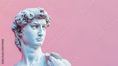 Obraz na płótnie White gypsum statue of on pink background w salonie
