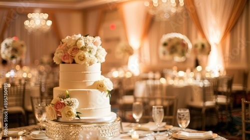 Wallpaper Mural Elegant Wedding Reception with Beautifully Decorated Cake Torontodigital.ca