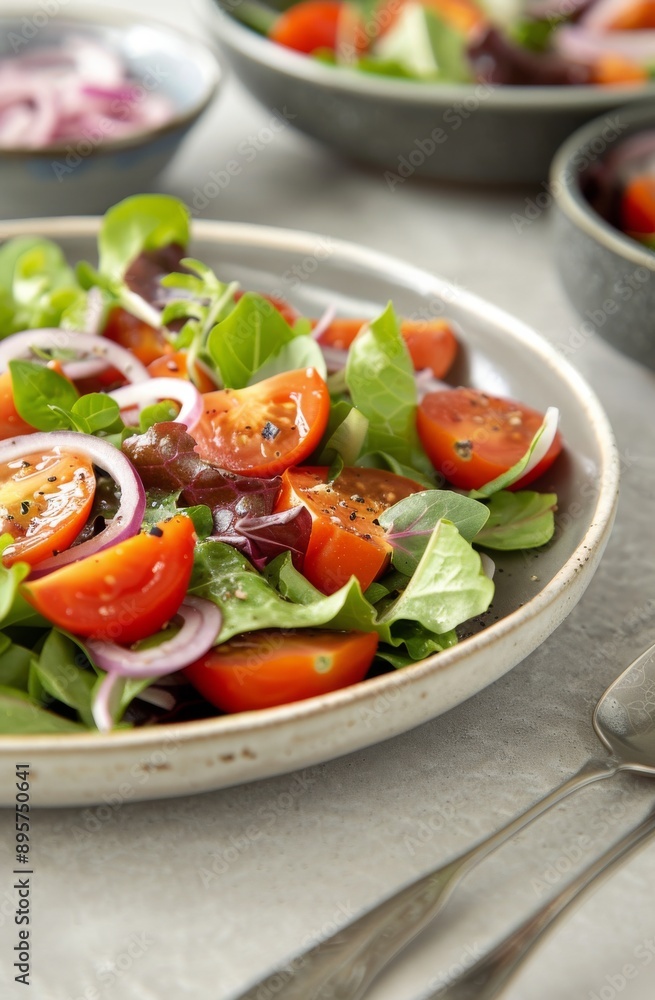 Tomato, Red Onion, and Greens Salad Tomato, Red Onion, and Greens Salad