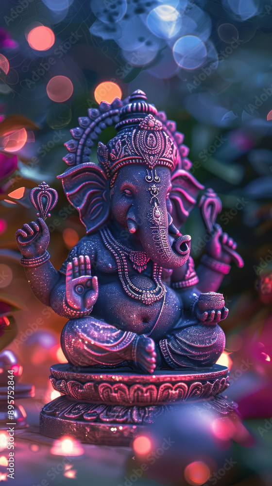 Fototapeta premium Purple color statue of lord ganesha.