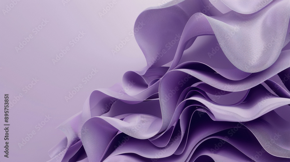 Obraz premium 3d render of an papers abstract composition with swirling edges in the air, purple colors, solid background