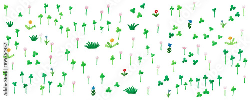 手書きの水彩イラスト　野原