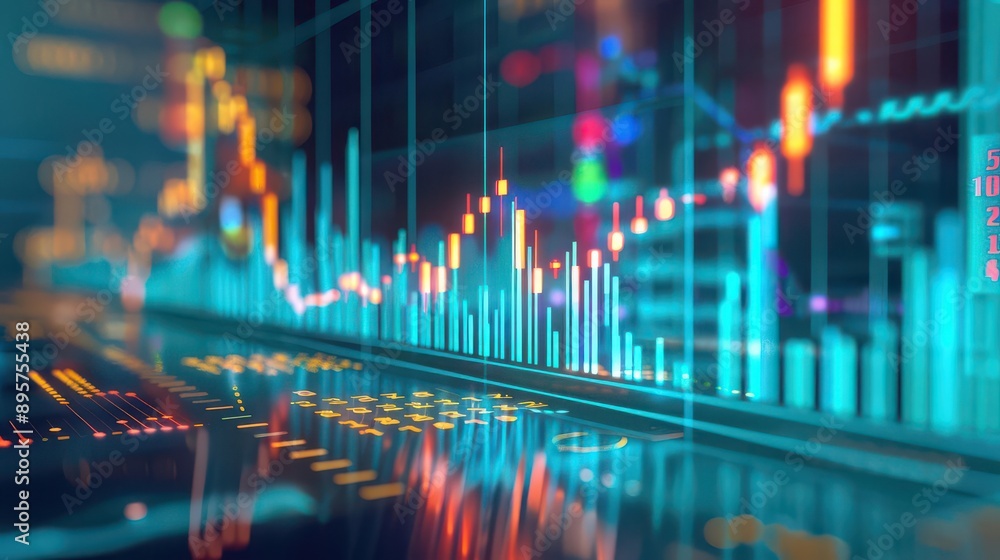 Financial chart illustrating economic analysis and forecasts, emphasizing sleek and professional visuals