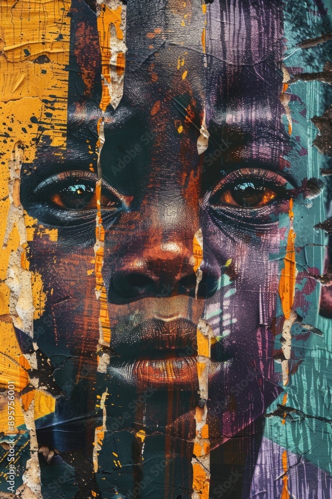 Fototapeta premium A haunting portrait of a child amidst disrepair and hardship, symbolizing the plight of underprivileged youth.