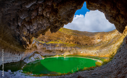 Çıralı Sinkhole is located in the Akviran Plateau in the northwest of Yenikent Sub-district of Konya's Karapınar district. photo