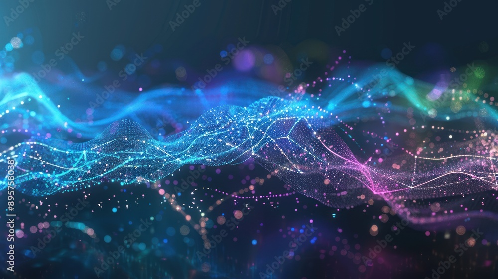 Obraz premium Abstract Digital Wave with Glowing Particles