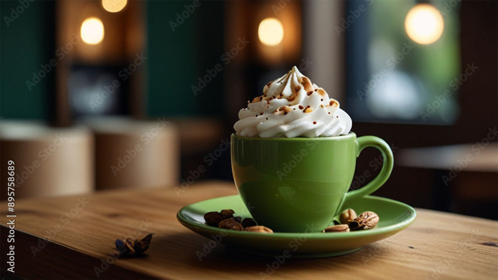 Green tea blended with whipped cream Green tea blended with whipped cream