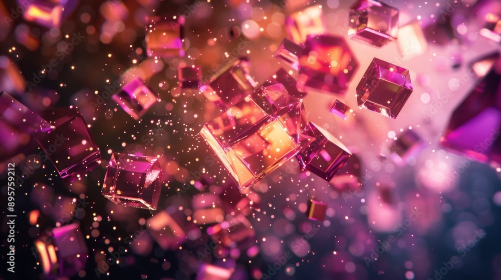 Abstract Floating Pink and Purple Crystals Abstract Floating Pink and Purple Crystals
