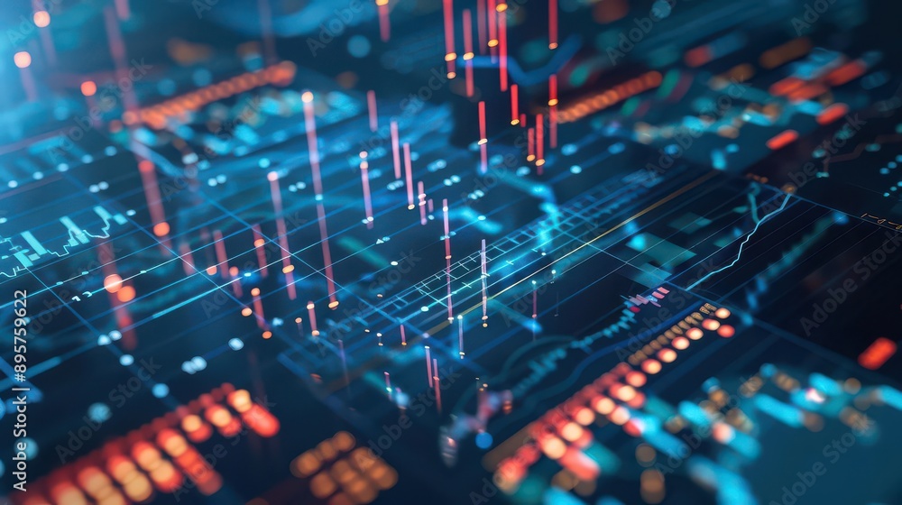 Obraz premium Graph showcasing economic trends and thorough analysis, with modern, datafocused design elements