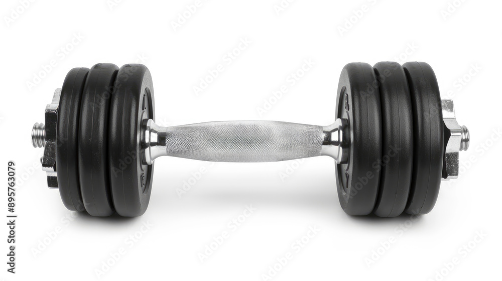 Black dumbbell isolated on white background with clipping path Black dumbbell isolated on white background with clipping path