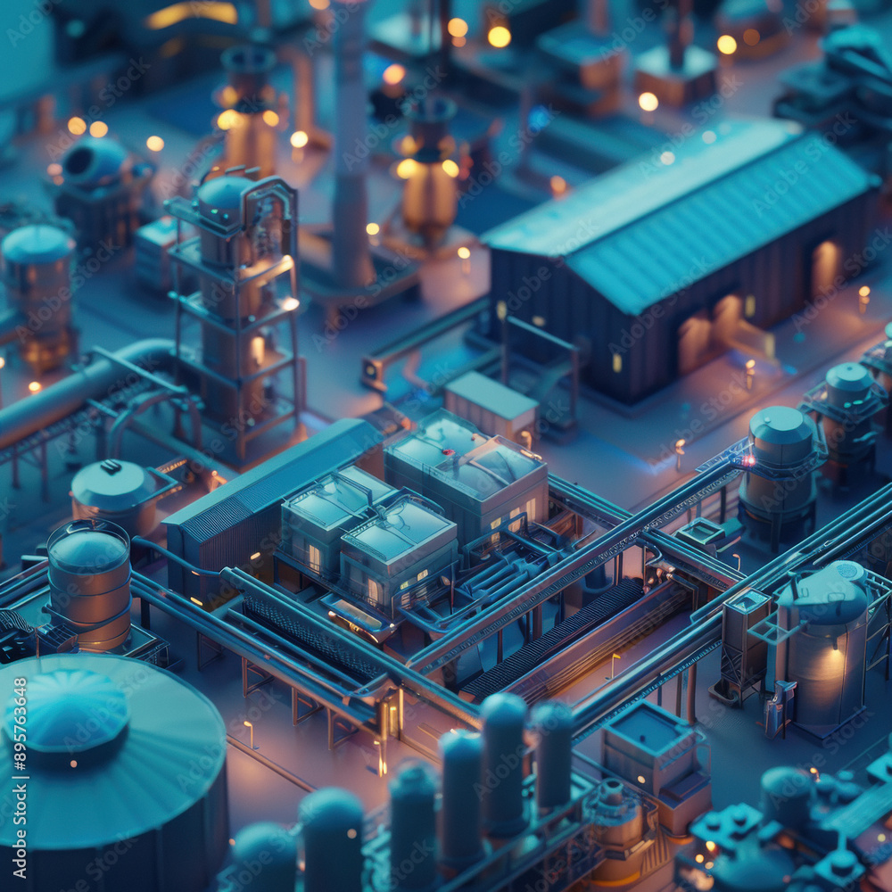 smart industry site, 3d render, blender, factory smart industry site, 3d render, blender, factory