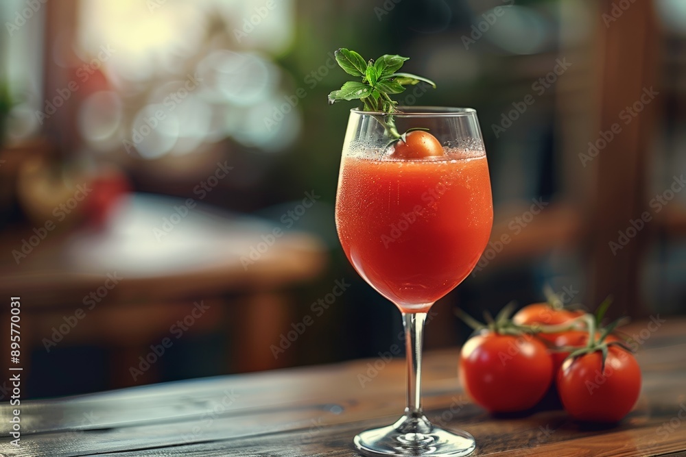 A refreshing glass of freshly squeezed tomato juice, surrounded by ripe tomatoes and basil leaves, embodying health and natural goodness. A refreshing glass of freshly squeezed tomato juice, surrounded by ripe tomatoes and basil leaves, embodying health and natural goodness.