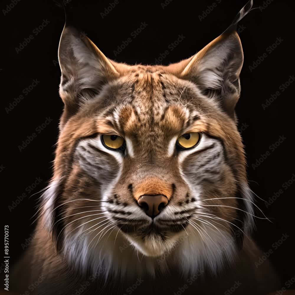 iberian lynx cat looking on black background iberian lynx cat looking on black background