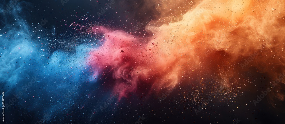 Abstract Colorful Explosion of Powder on Black Background Abstract Colorful Explosion of Powder on Black Background