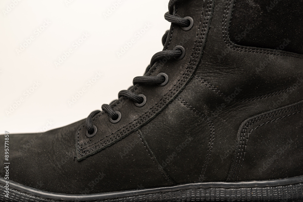 black men's boots close-up military shoes black men's boots close-up military shoes