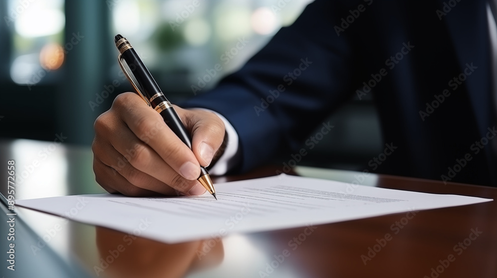 Businessman use elegant pen to signing contract in modern office. The entrepreneur employs a pen to create a notation on the booking schedule. Businessman use elegant pen to signing contract in modern office. The entrepreneur employs a pen to create a notation on the booking schedule.