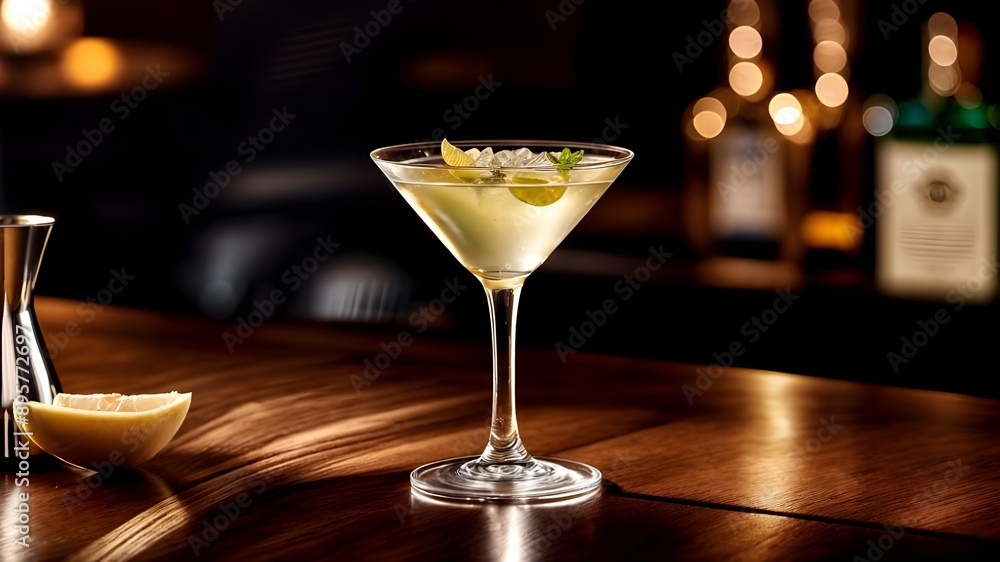 Classic Martini with Lemon Twist and Olive Garnish Classic Martini with Lemon Twist and Olive Garnish