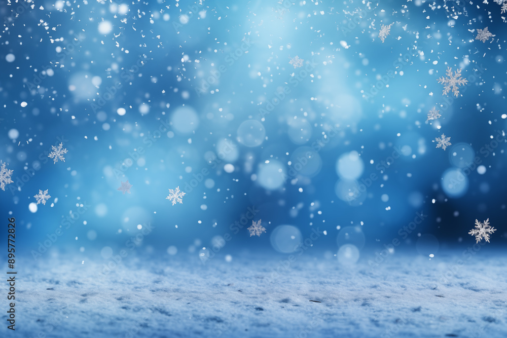 winter background with falling snow and bokeh. christmas background winter background with falling snow and bokeh. christmas background