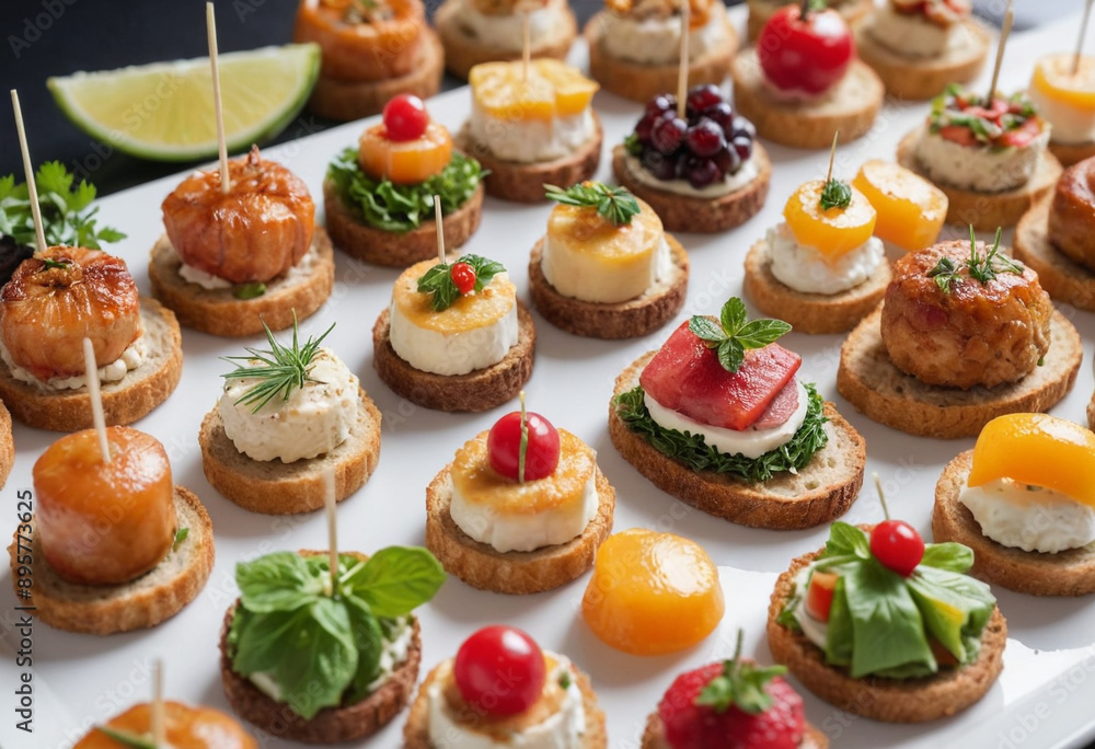 Selection of gourmet hors doeuvres for a cocktail party. Selection of gourmet hors doeuvres for a cocktail party.