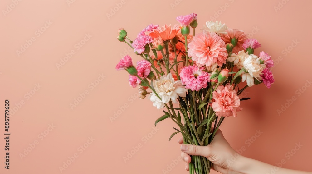 A Hand Holding Flower Bouquet A Hand Holding Flower Bouquet