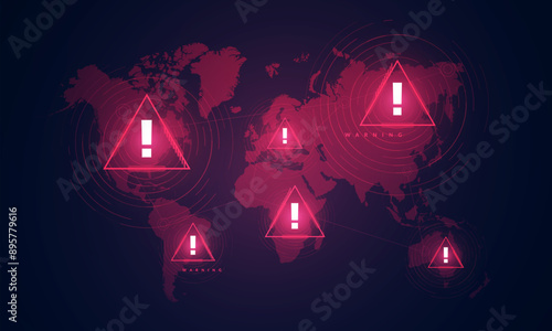 Global Warning. Alert Sign On World Map
