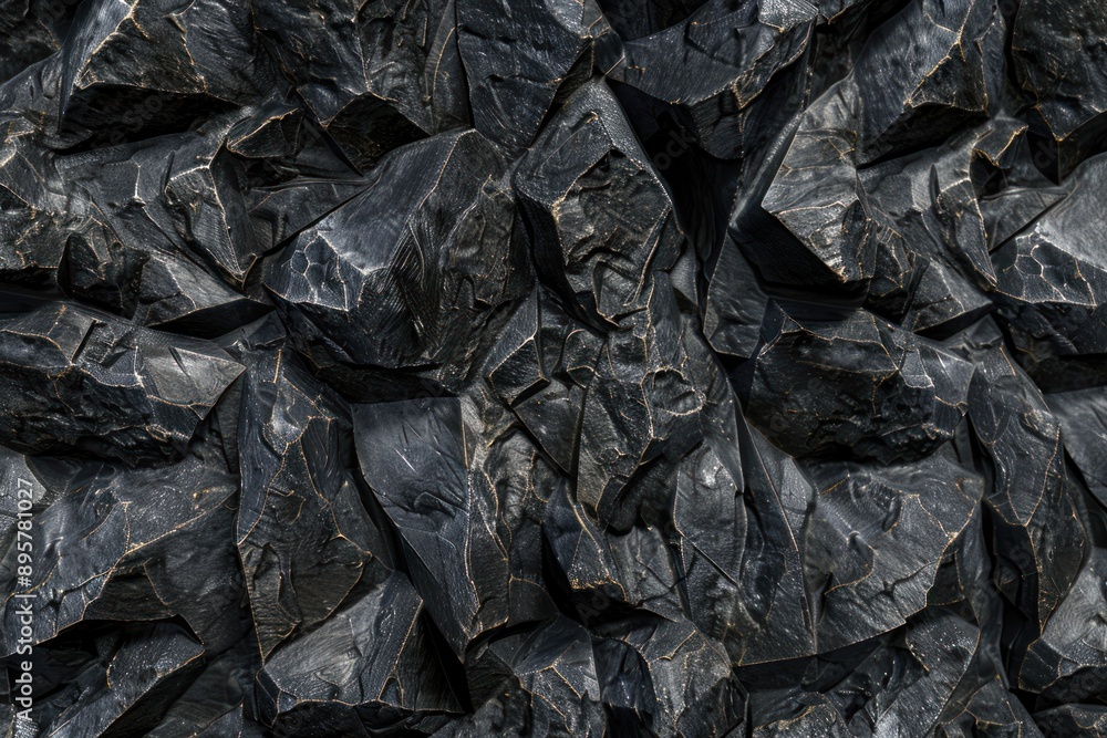 Black rock charcoal, abstract background seamless pattern texture. 3D render illustration style