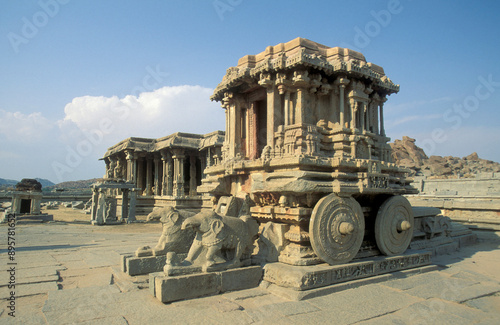 INDIA KARNATAKA HAMPI STONE CHARIOT TEMPLE photo