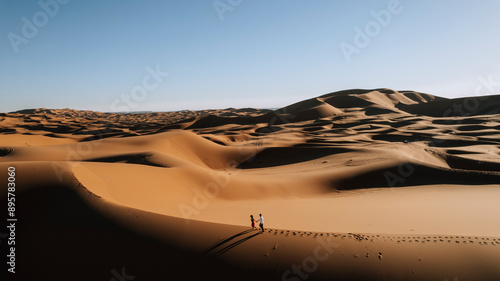 Valokuva tourist couple they enjoying their Marriage proposal in the middle of the dunes