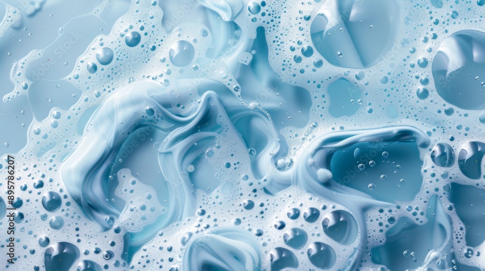 Abstract Close-Up of Blue Bubbles and Foam Abstract Close-Up of Blue Bubbles and Foam