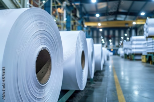 Wallpaper Mural Closeup white big paper rolls in the industrial warehouse or factory Torontodigital.ca