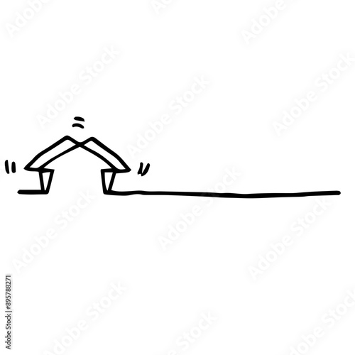 地震で揺れる家