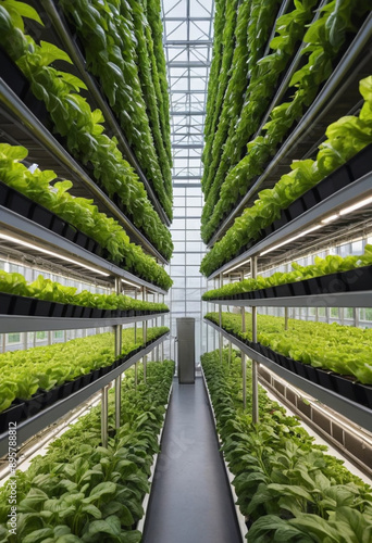  Vertical farm growing crops sustainably in an urban environment. 