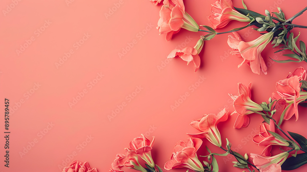 Fototapeta premium Freesia pattern border background illustration