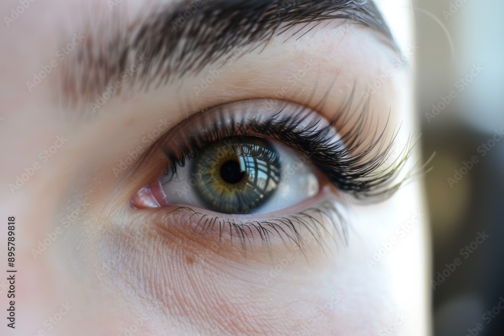 Obraz premium Close up of eye with eyelash extensions ,beauty salon treatment