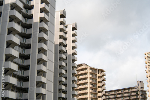 Obraz na płótnie Apartment buildings in residential area in Sanda city, Hyogo prefecture, Japan w salonie