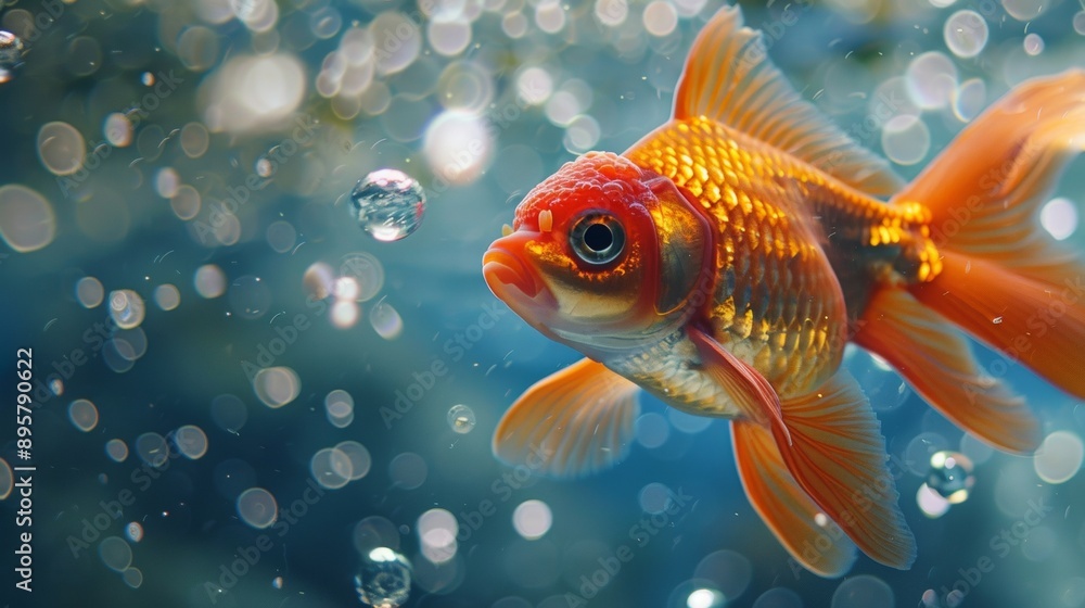 Close-Up of Goldfish with Bokeh Background Close-Up of Goldfish with Bokeh Background