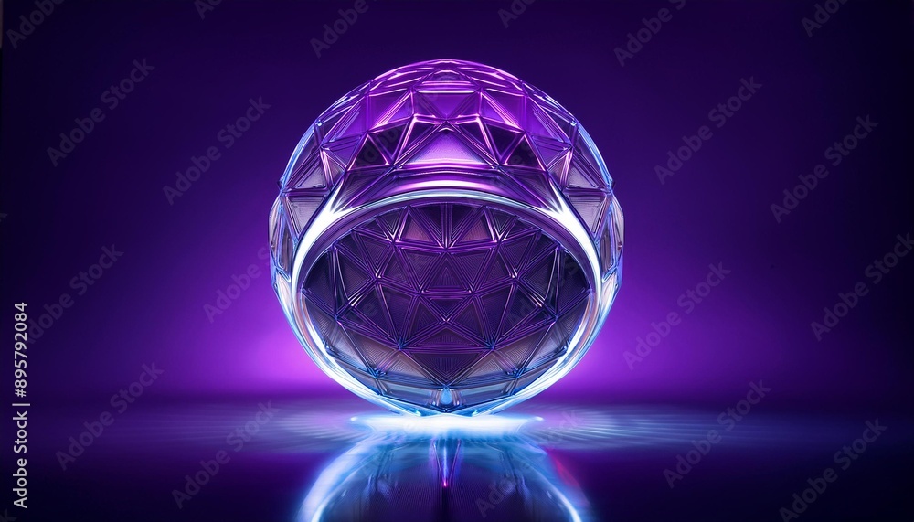Luminous Art: Futuristic 3D Glowing Sculpture on Dark Purple Luminous Art: Futuristic 3D Glowing Sculpture on Dark Purple