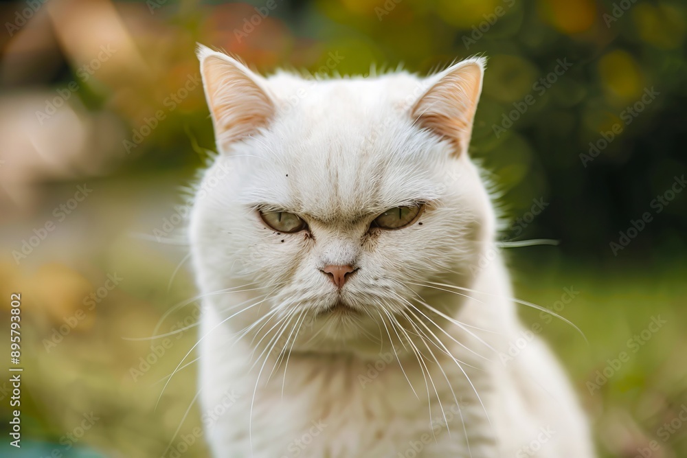 A white cat with green eyes. A white cat with green eyes.