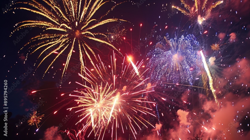 Fototapeta premium Dazzling Firework Display in Spacious Setting for Spectacular Enjoyment