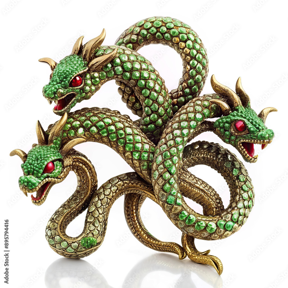 Obraz premium A brooch in the form of Hydra - a mythical monster with three heads