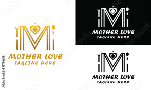 letter m mother love symbol colorful logo vector, Mother word logo design with illustration