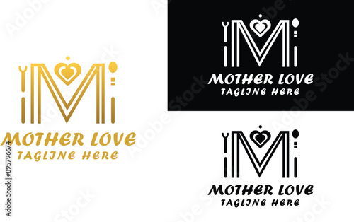 letter m mother love symbol colorful logo vector, Mother word logo design with illustration