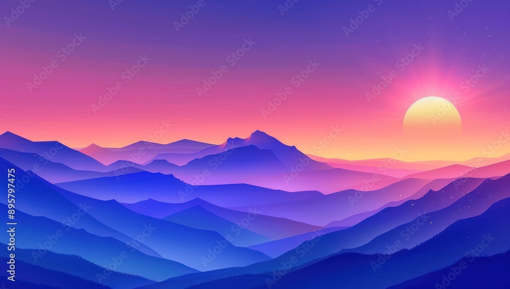 Fototapeta premium Sunset Over Mountain Ranges