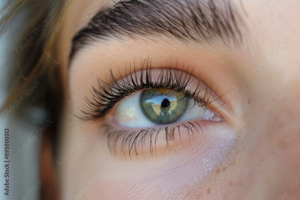 Close up of eye with eyelash extensions ,beauty salon treatment Close up of eye with eyelash extensions ,beauty salon treatment